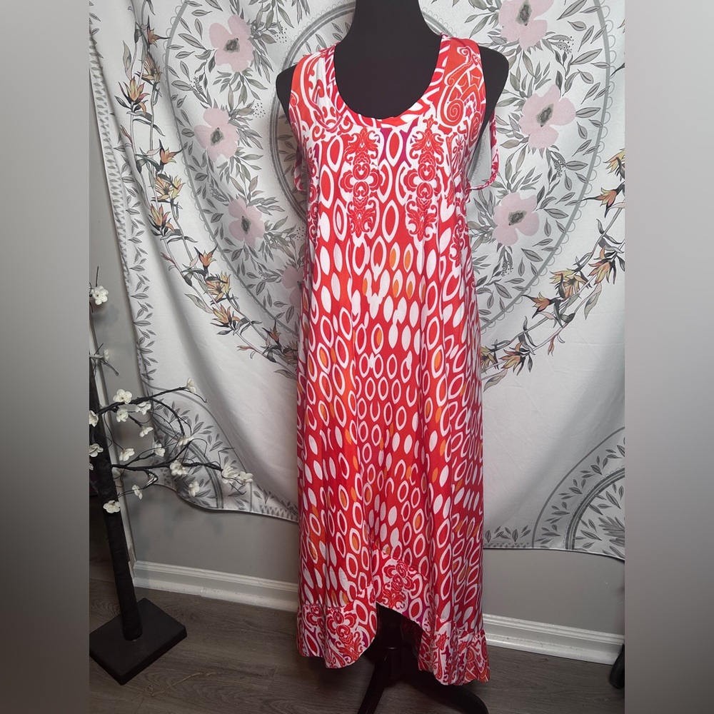 Rubber Ducky Productions Y2K Red White Open Back Maxi Dress S Made USA